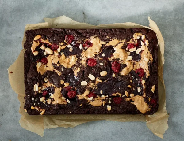 Gooey PBJ Brownies