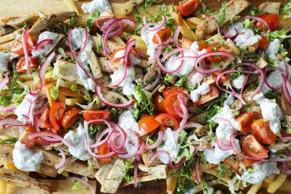 Gyros Loaded Fries — a plant-based Mediterranean recipe by BOSH!
