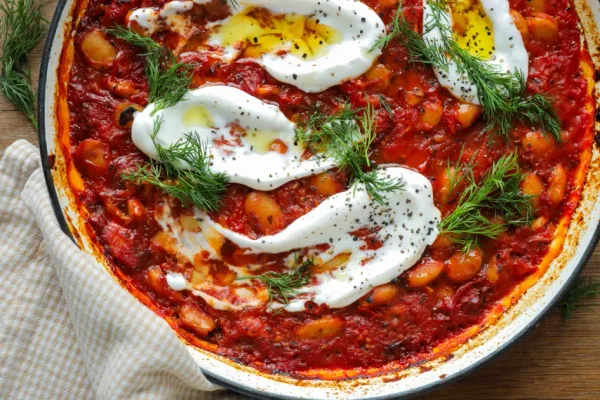 Harissa Beans with Whipped Feta