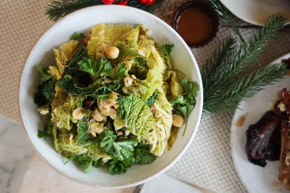 Lemony Savoy Cabbage with Roasted Hazelnuts — a plant-based British recipe by BOSH!