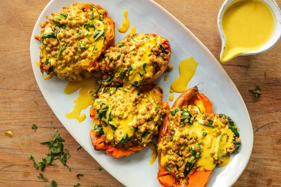 Lentil Masala Sweet Potato Jackets