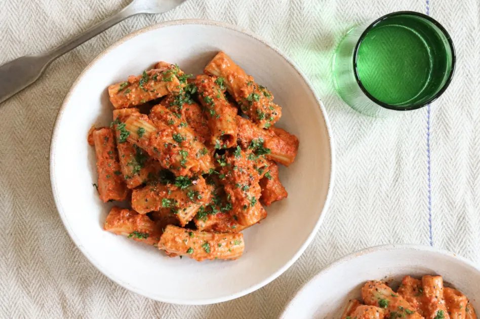 Muhammara Pasta — a plant-based Mediterranean recipe by BOSH!