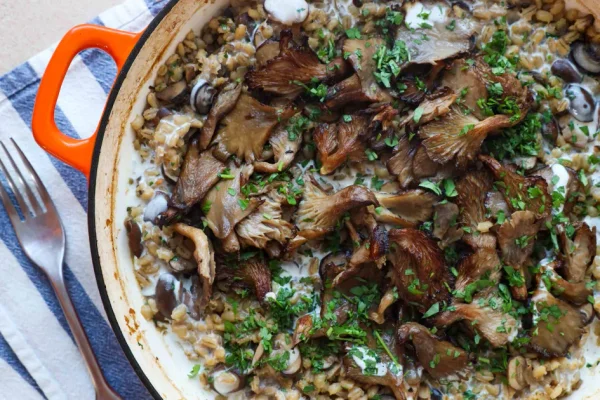 Mushroom Barley Bake with Balsamic Mushrooms 