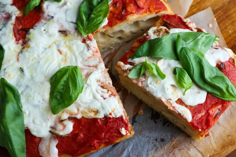 No Knead Pizza Focaccia — a plant-based Italian recipe by BOSH!