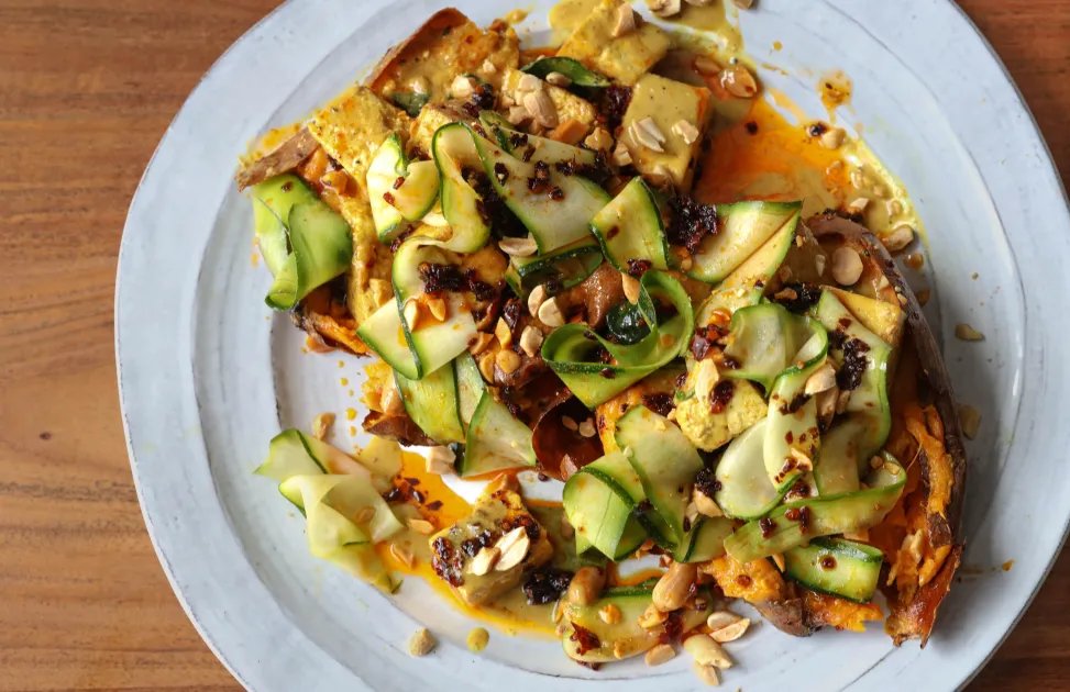 Peanut Satay Sweet Potato with Courgette — a plant-based Other recipe by BOSH!