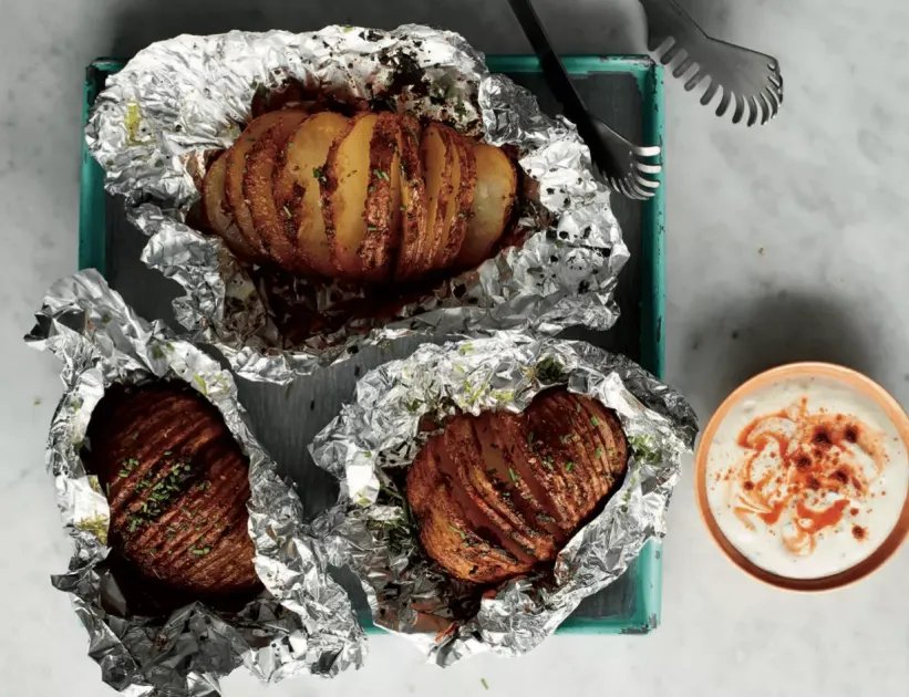 Peri Peri Hasselback Sweet Potato — a plant-based Mediterranean recipe by BOSH!