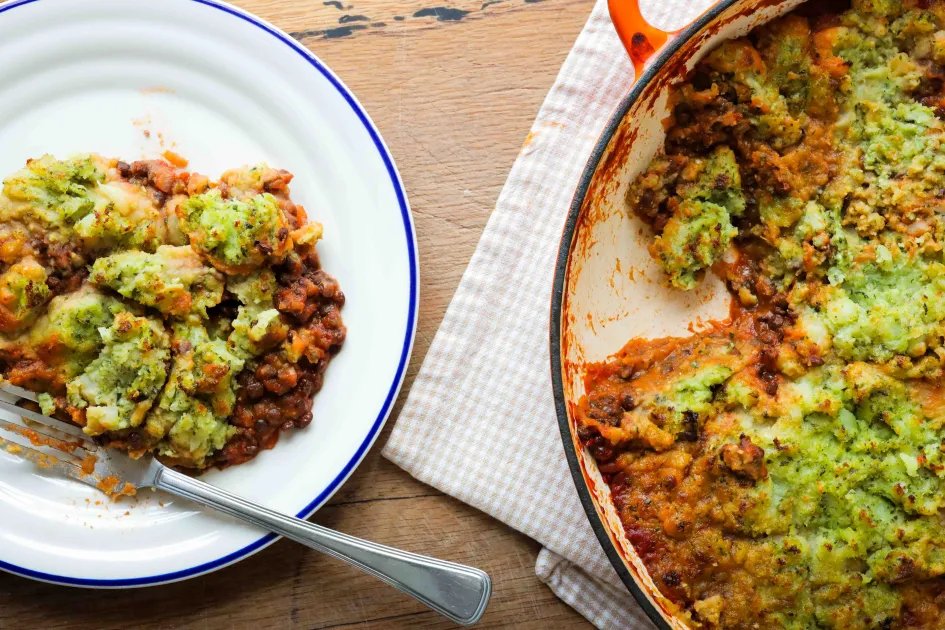Pesto Cottage Pie — a plant-based British recipe by BOSH!
