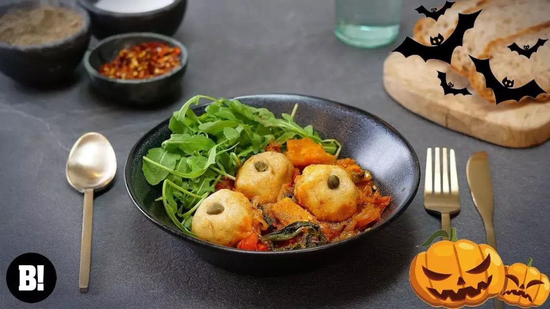 Pumpkin Stew with Eyeball Dumplings — a plant-based British recipe by BOSH!