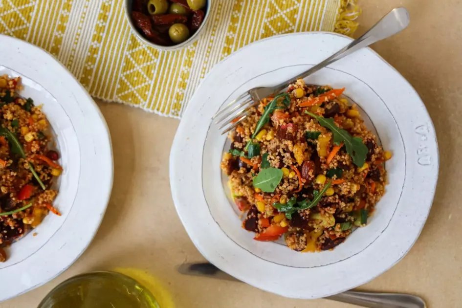 Rainbow Couscous Salad — a plant-based Mediterranean recipe by BOSH!