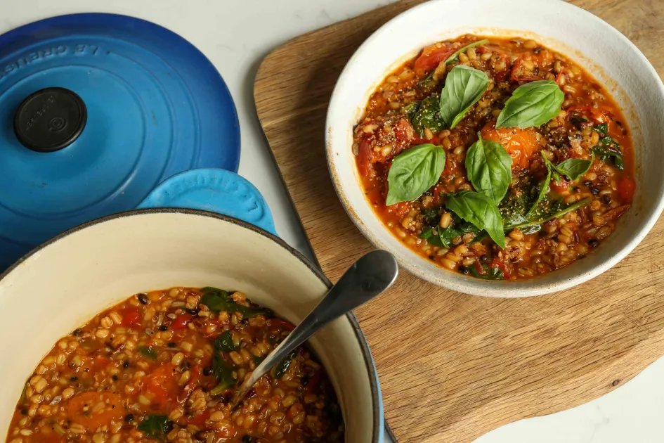 Roasted Tomato Grains — a plant-based Mediterranean recipe by BOSH!