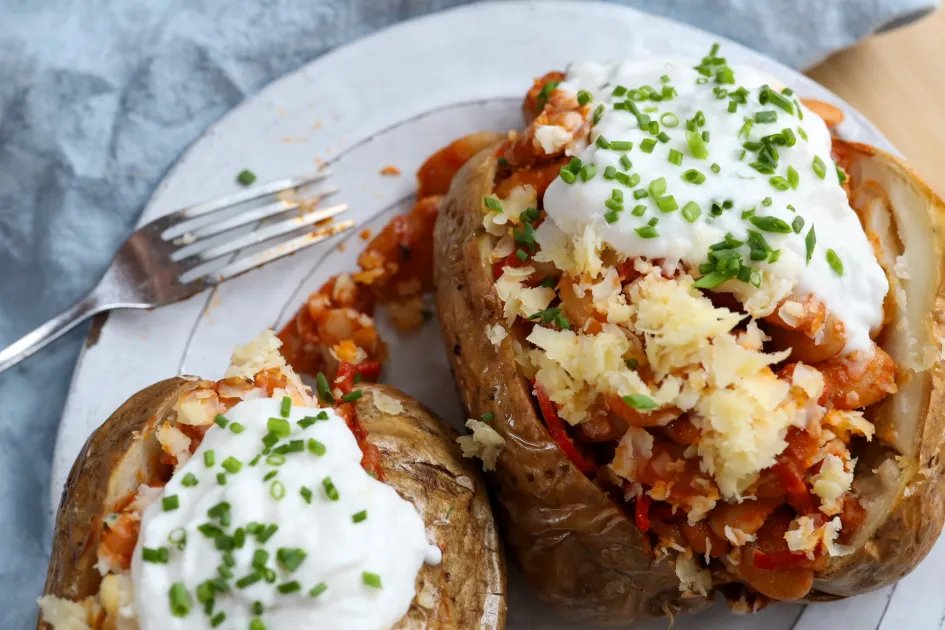 Romesco Stuffed Jacket Potato — a plant-based British recipe by BOSH!
