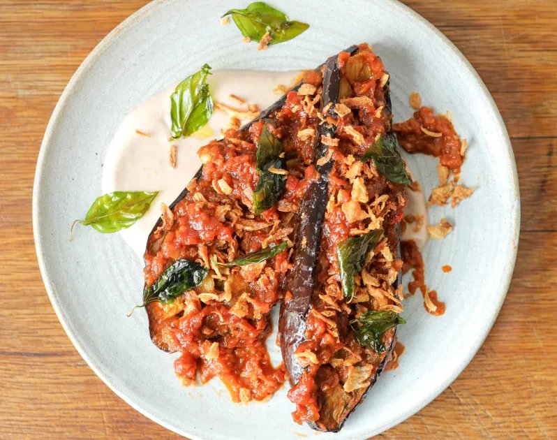 Sambal Aubergine with Tamarind Lime Yoghurt — a plant-based Other recipe by BOSH!