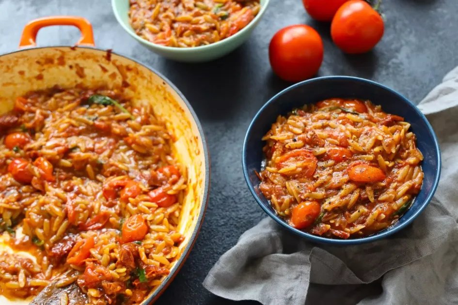 Spicy Tomato Orzo — a plant-based Italian recipe by BOSH!