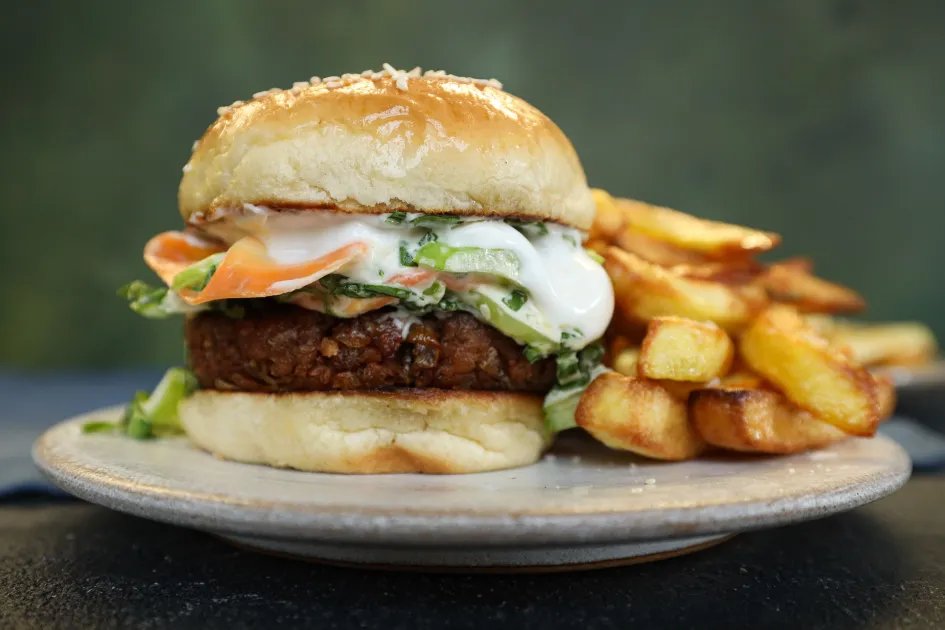 Sweet Teriyaki Smash Burgers — a plant-based American recipe by BOSH!