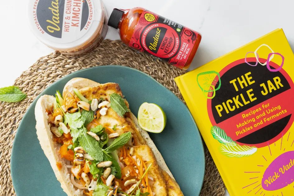 Tofu Banh Mi With Do Chua Pickles & Kimchi