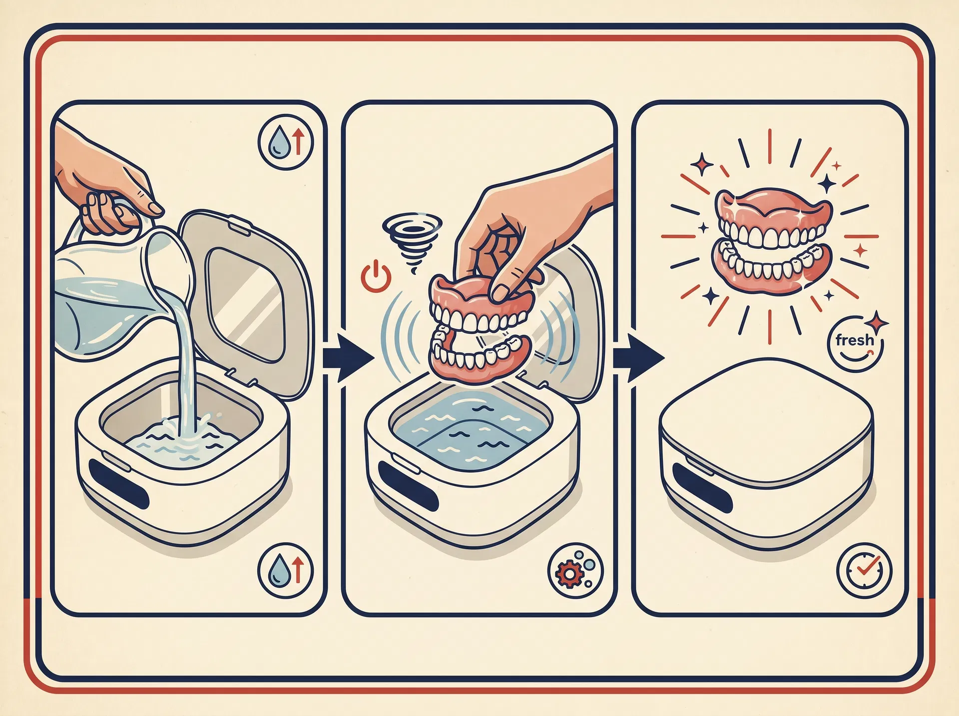 Three step visual showing how to use Klenopod