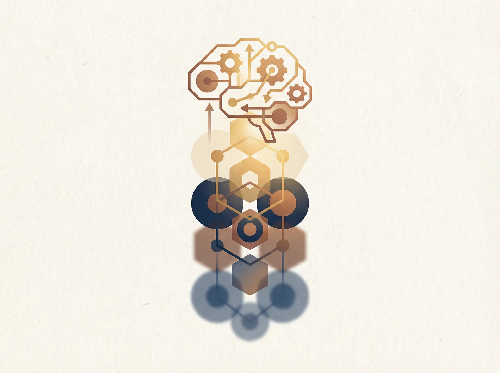 Abstract illustration of the Thinking Engine — layers of compounding intelligence