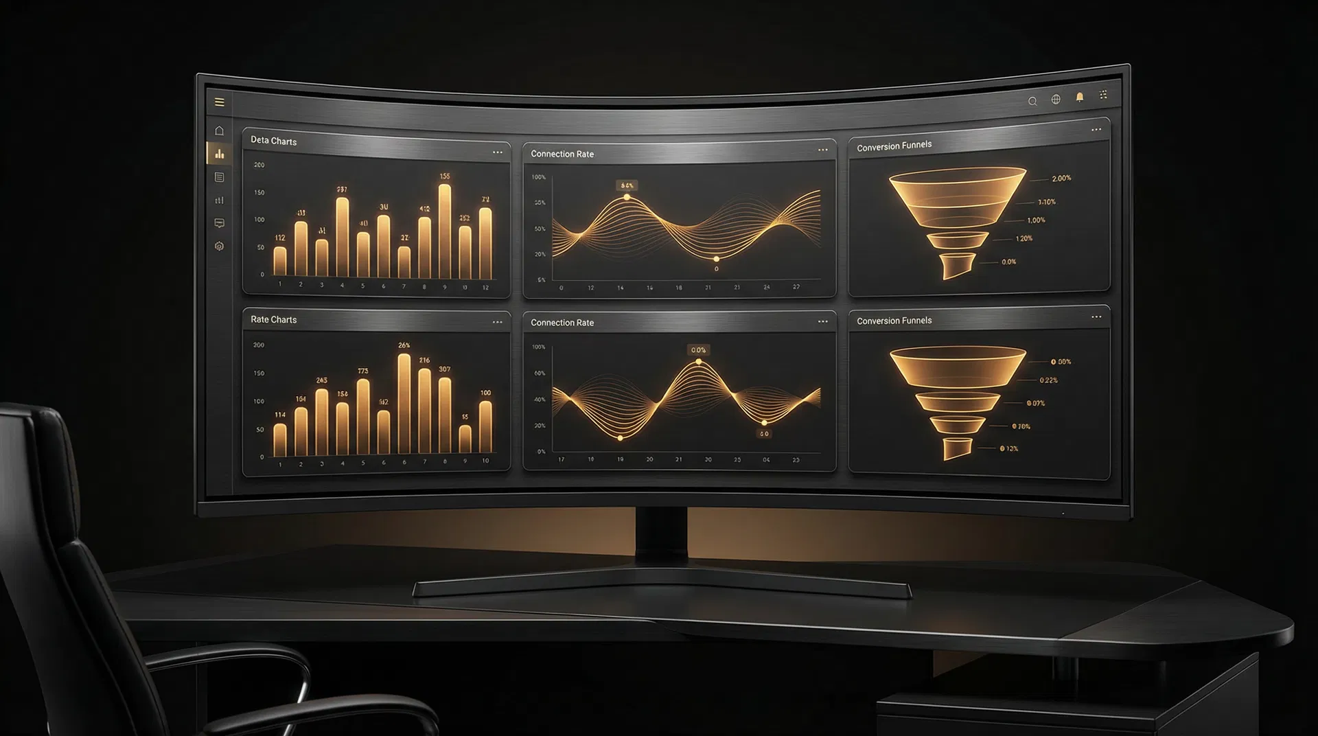 Kathan voice AI analytics dashboard showing connection rates and conversion funnels