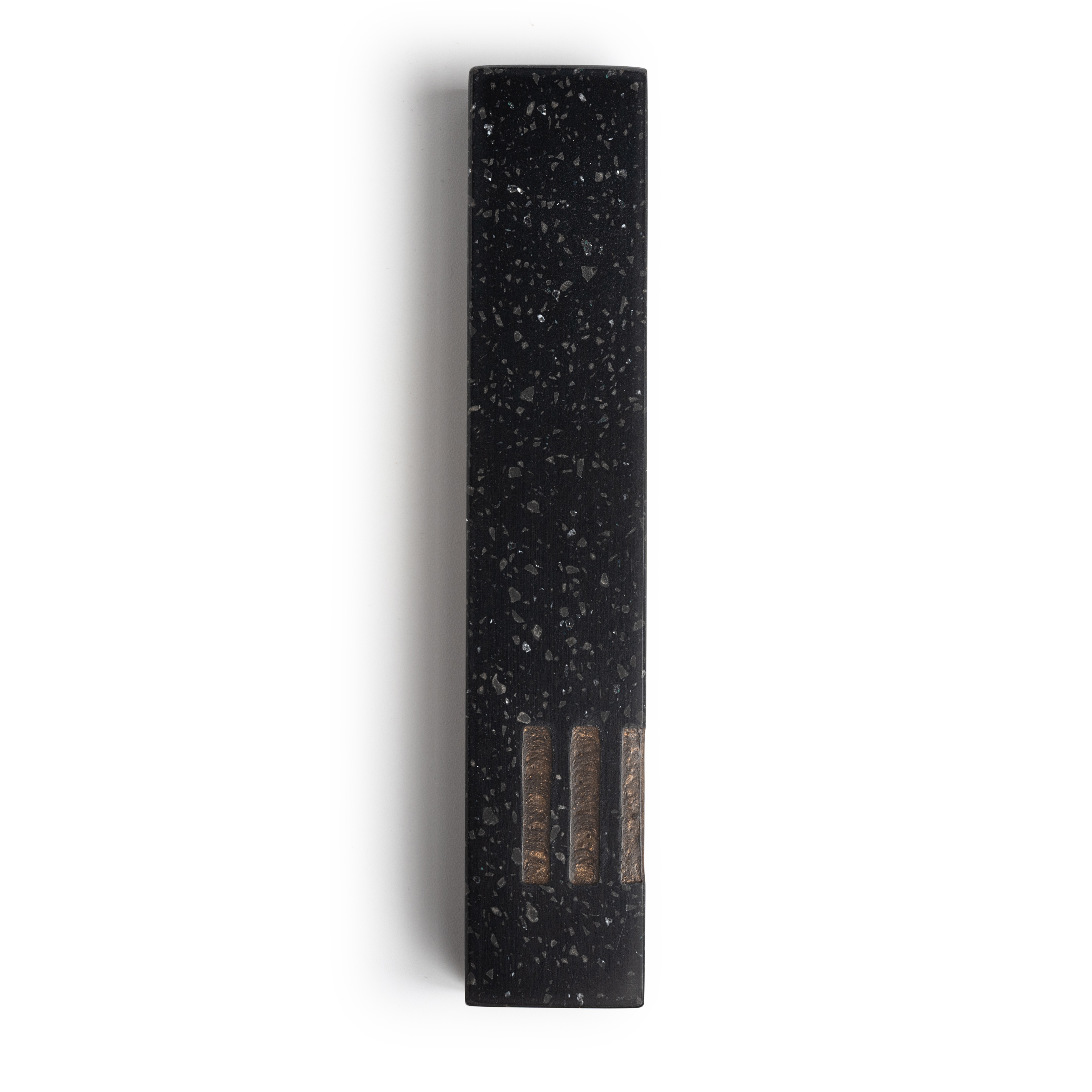 Mézouza Étroite | Terrazzo Noir | Shin Cuivre Côté