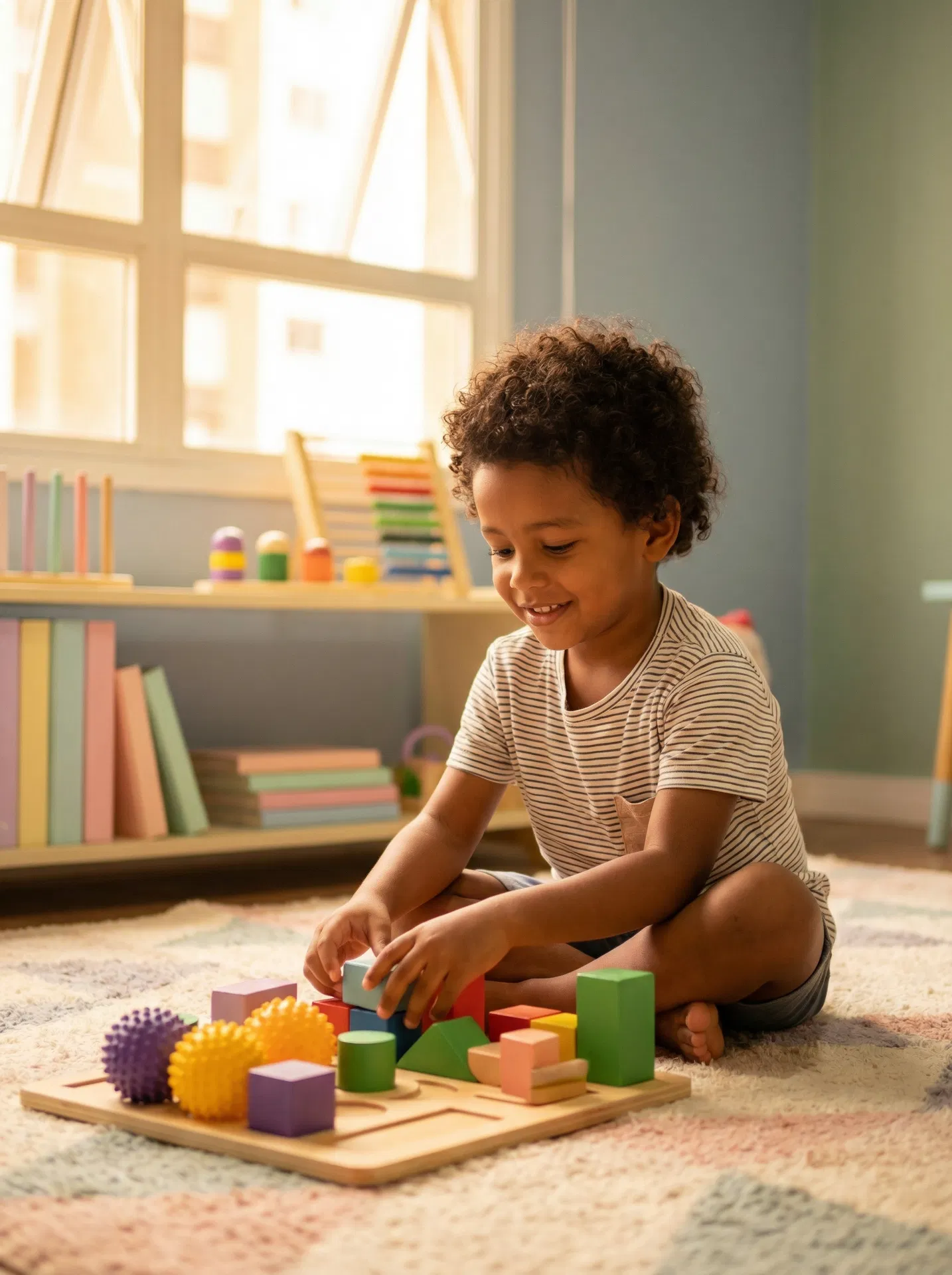 Criança com TEA brincando em ambiente terapêutico acolhedor — Advocacia em Direito à Saúde para crianças com Transtorno do Espectro Autista