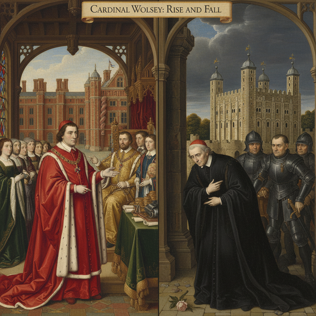 Illustration for Cardinal Wolsey: The Meteoric Rise and Dramatic Fall - Tudor history article