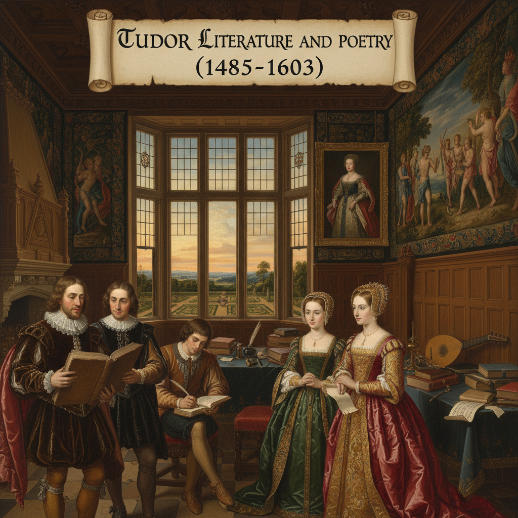 Illustration for The Golden Age: Tudor Literature & Poetry Unveiled - Tudor history article