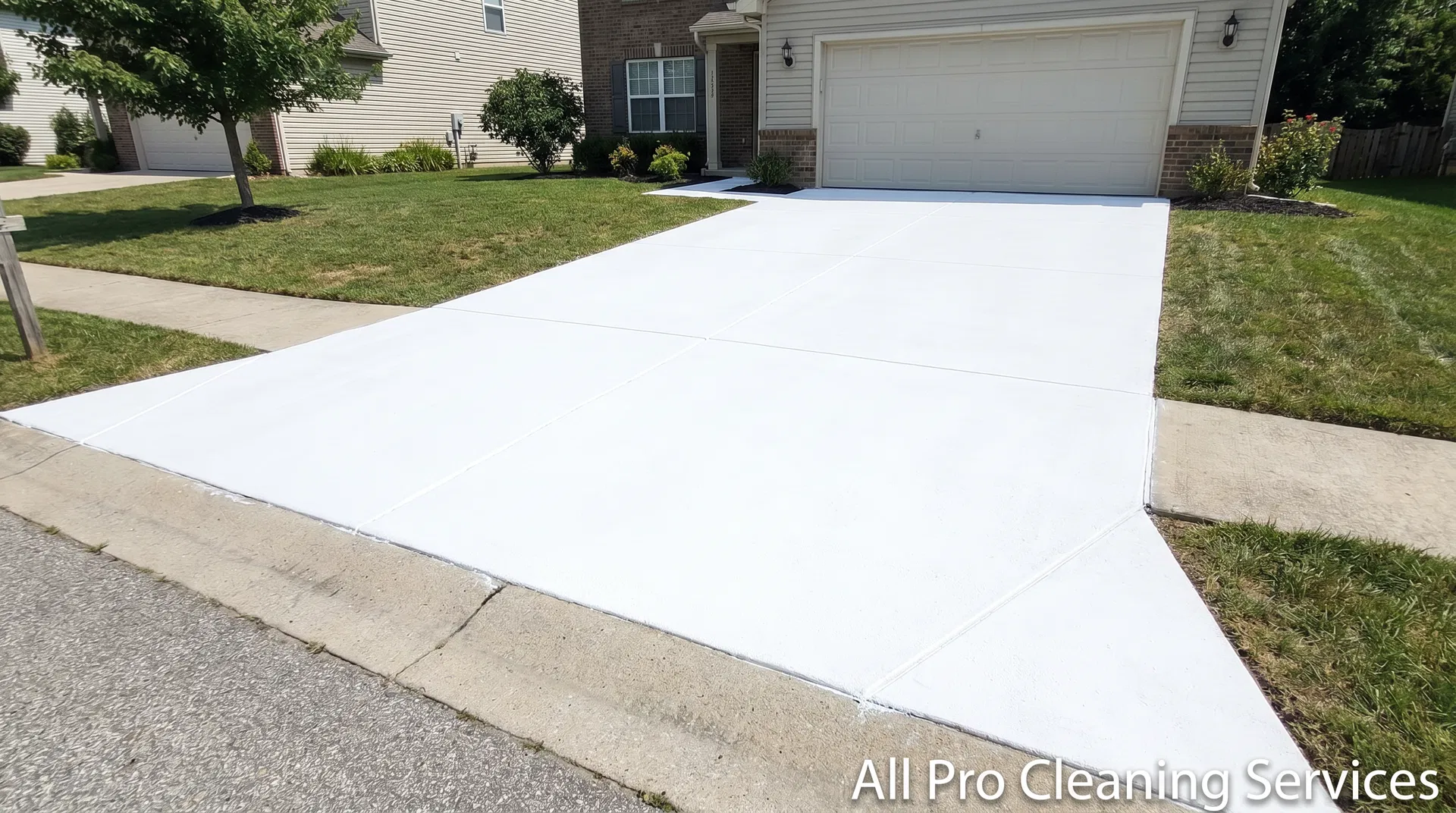 All Pro Cleaning Services - spotless clean driveway after professional power washing - Hutchinson KS