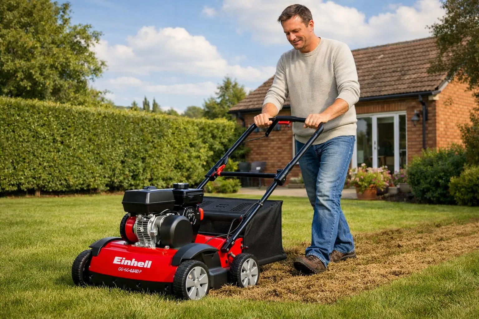 Scarifier in use