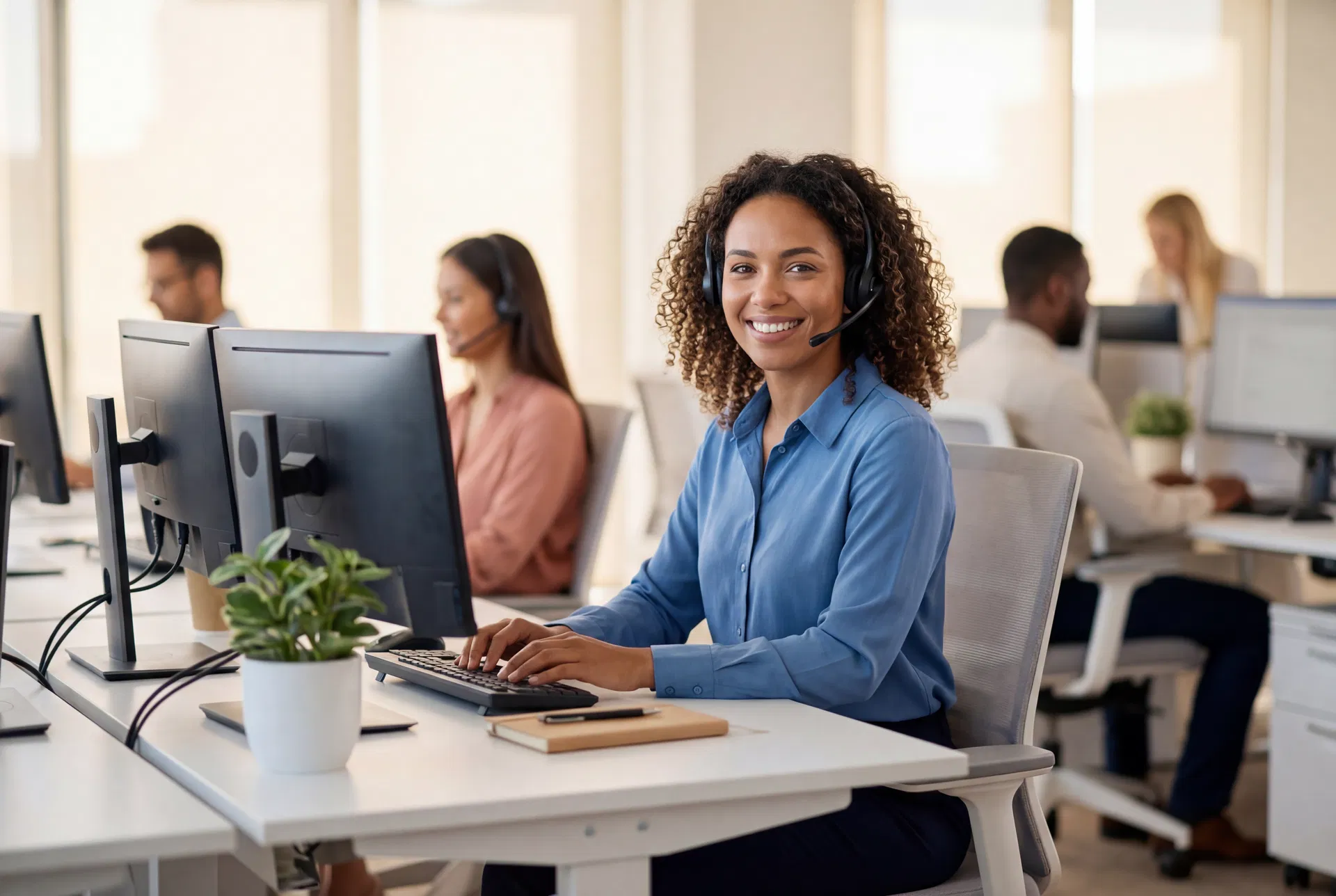 Professional BPO agent at work