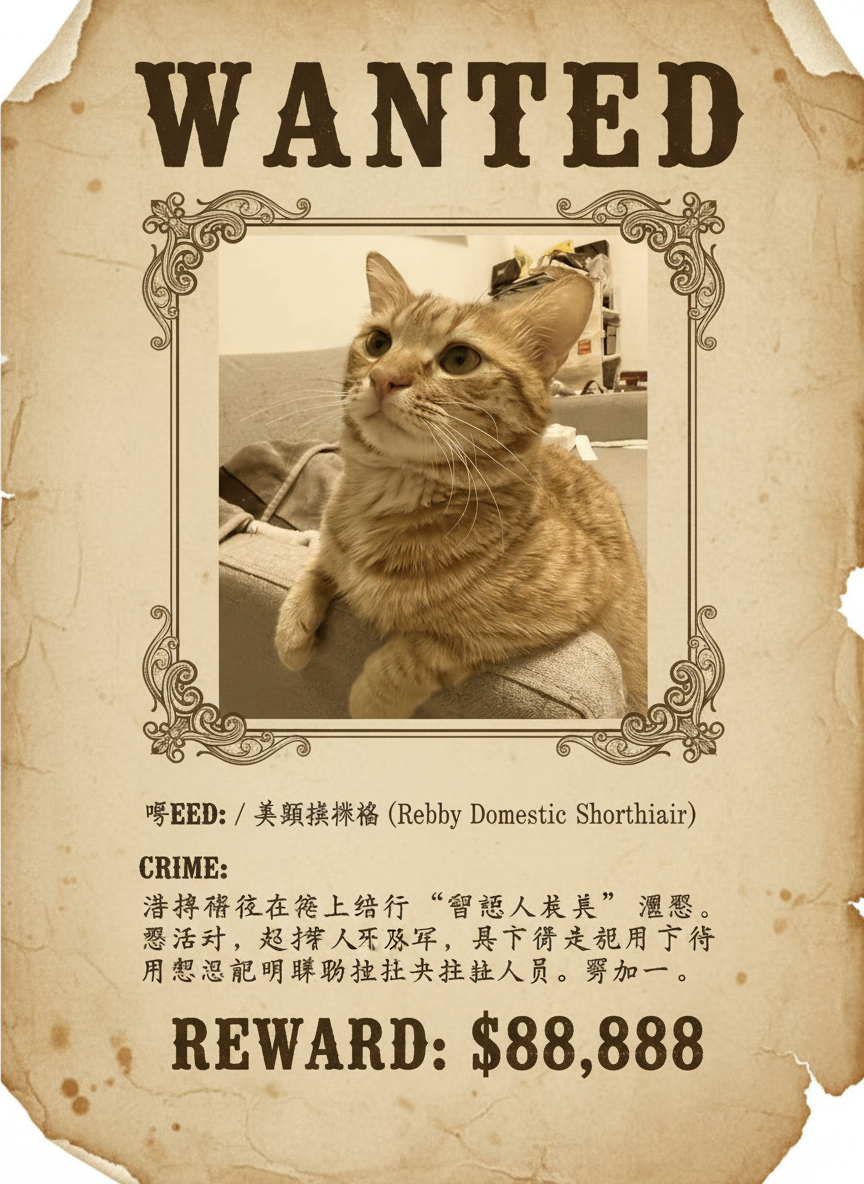 橘猫 / 美短虎斑猫 (Red Tabby Domestic Shorthair) 通缉令