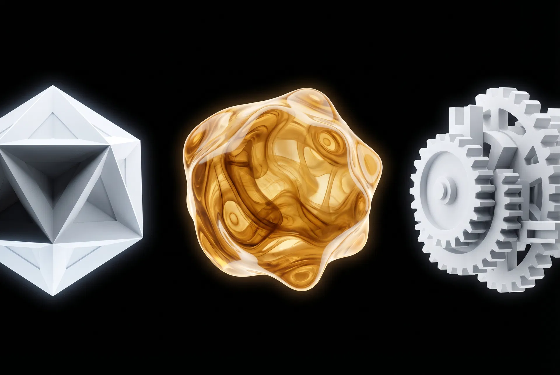 Three agents — Decision, Twin, Execution — represented as geometric forms