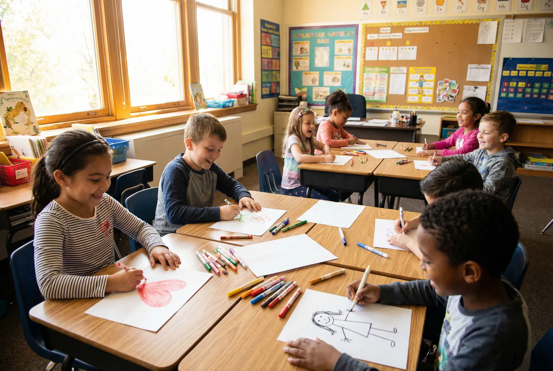 Students Draw in Class