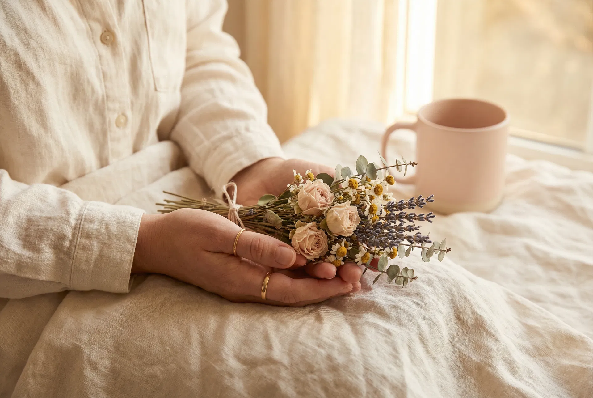 Hands holding botanicals