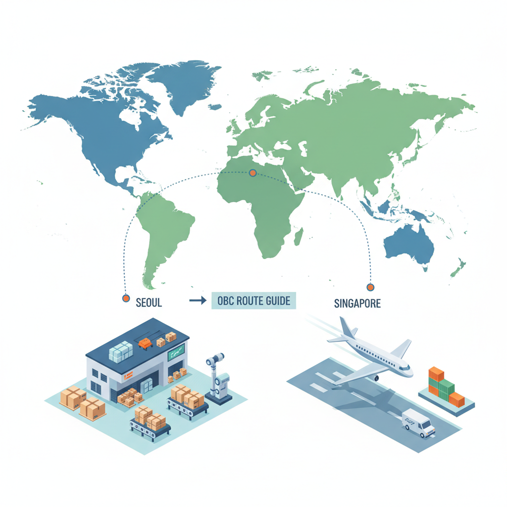 OBCスタッフが貨物を持って空港で待機する様子