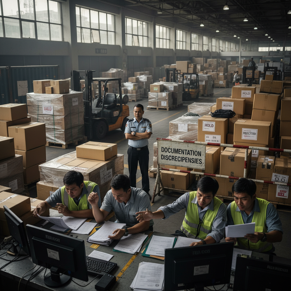 ベトナムの港でコンテナを降ろすクレーン