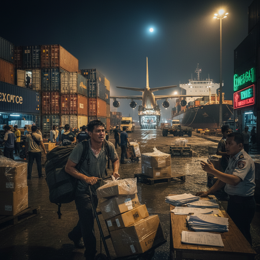 東南アジアの物流倉庫で働く人々