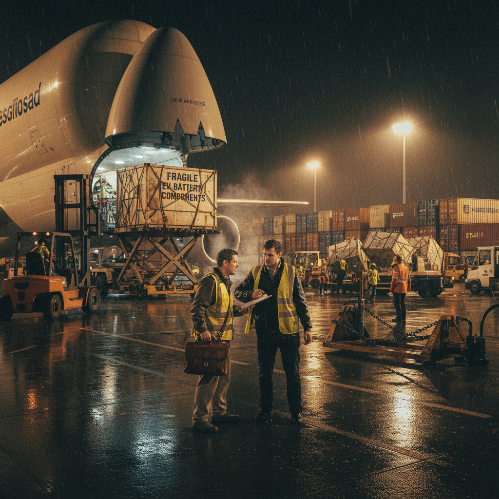 一名OBC专员手提OBC专用行李箱,在机场快速通过