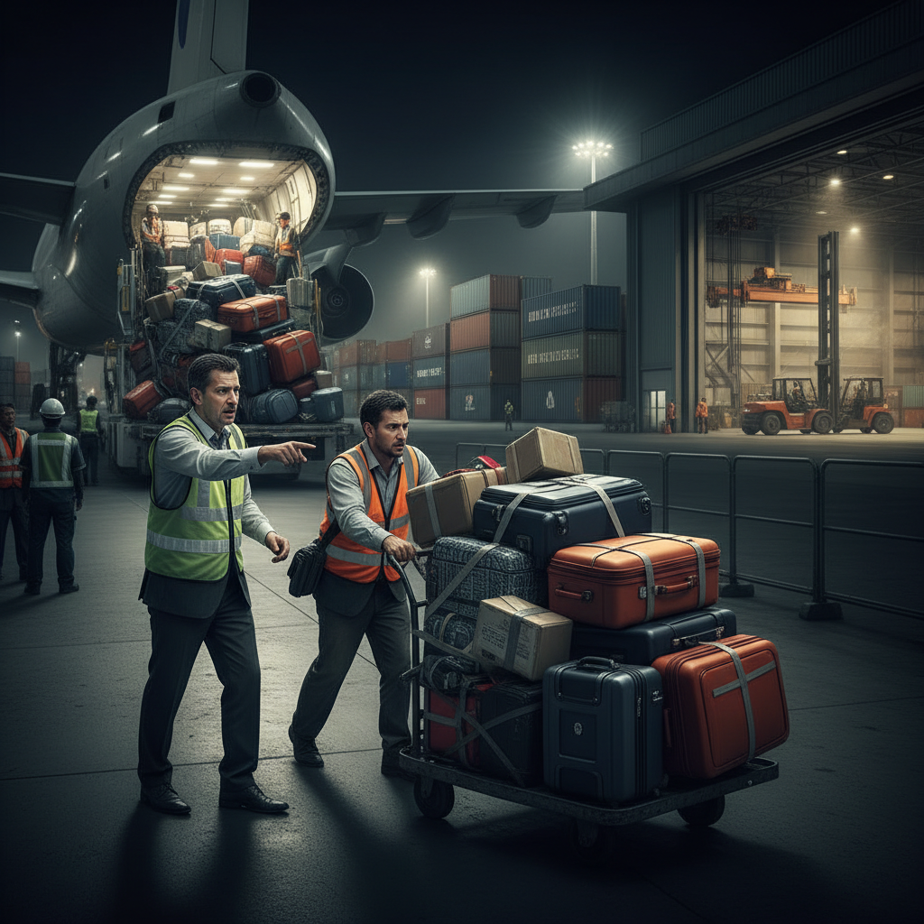 随身急件的包裹正在接受安检