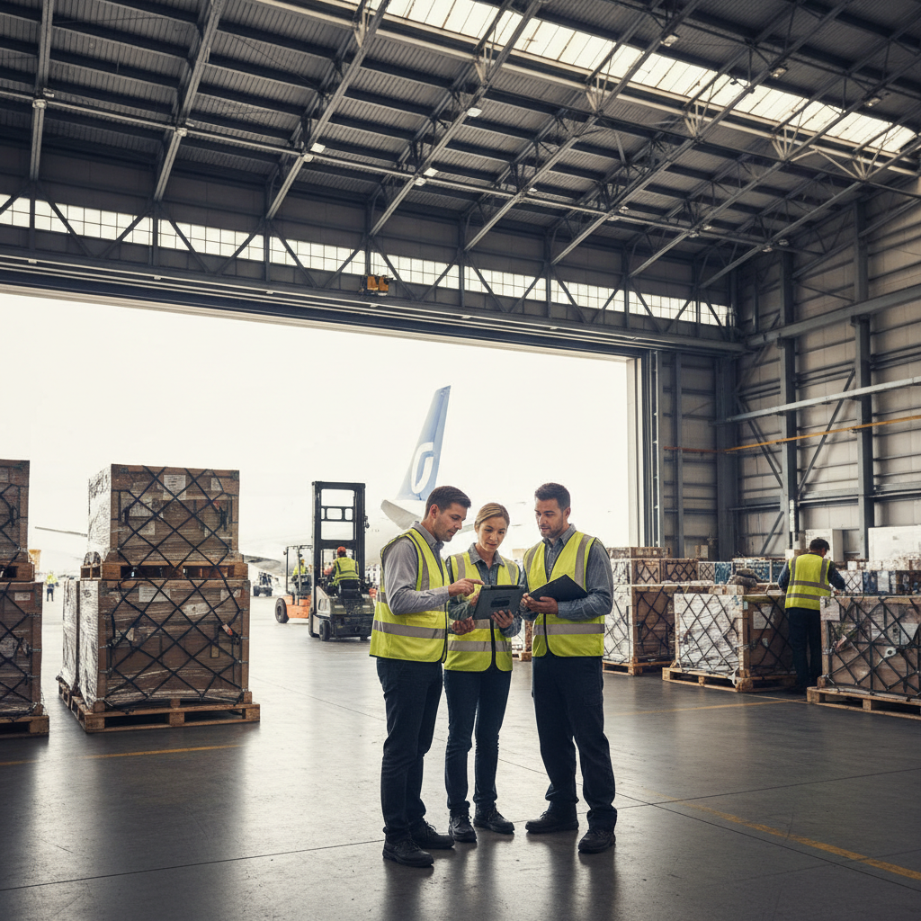 一个穿着制服的OBC人员在机场候机，旁边放着一个OBC专用箱