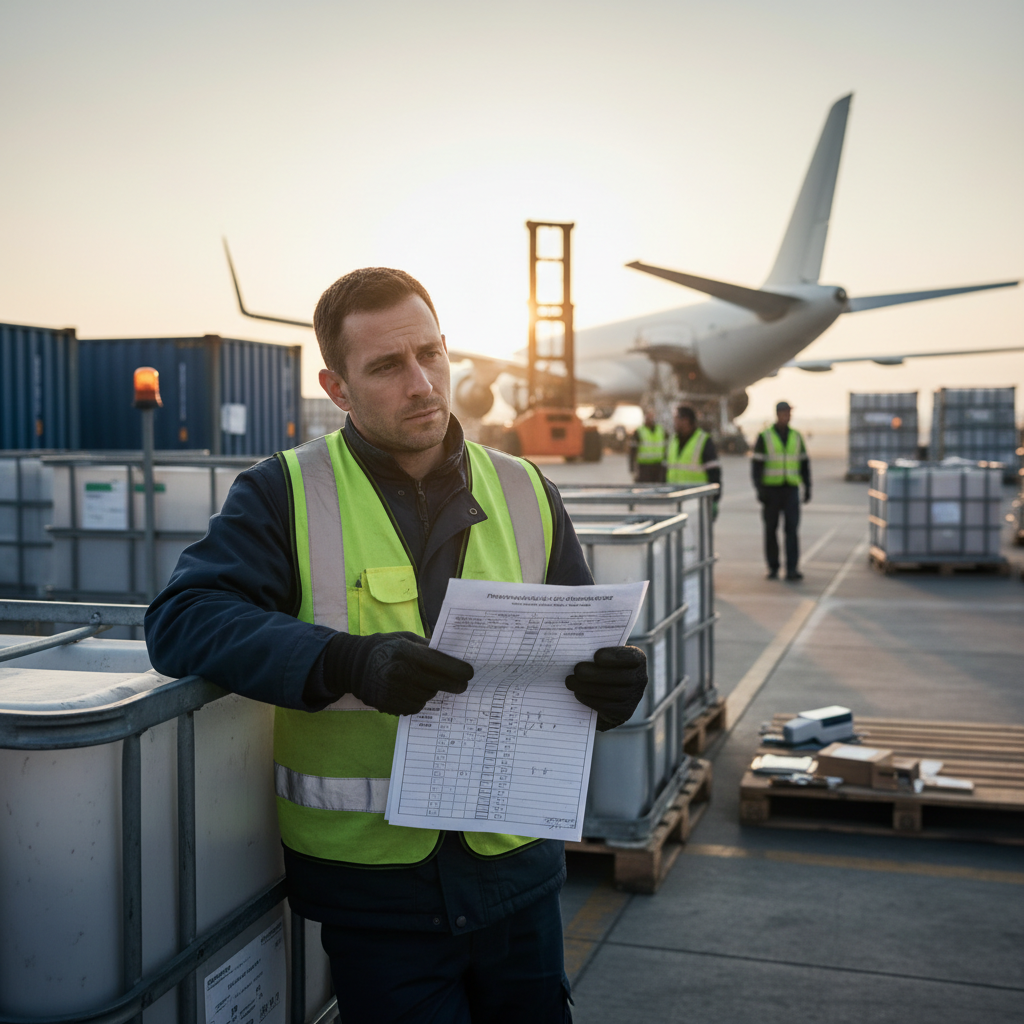 一个OBC信使正在仔细检查冷链箱内的温度记录仪