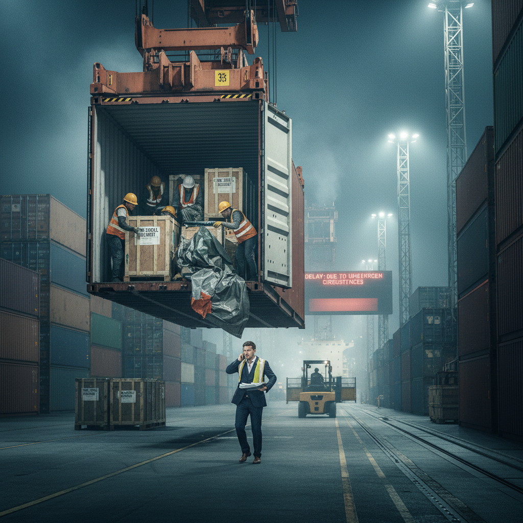 随身带货员在机场办理登机手续，手提一个小型包裹