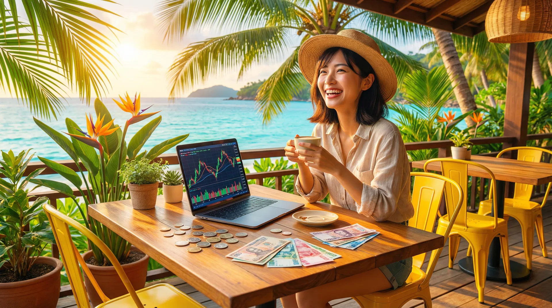 南国カフェでFXトレード