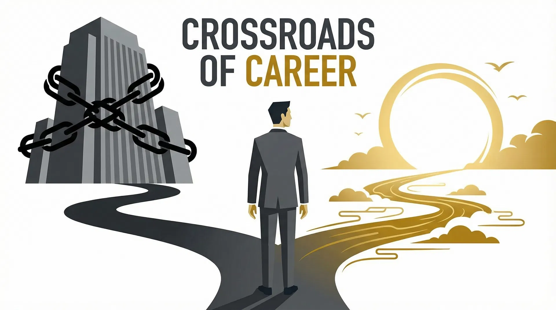 キャリアの岐路に立つビジネスパーソン