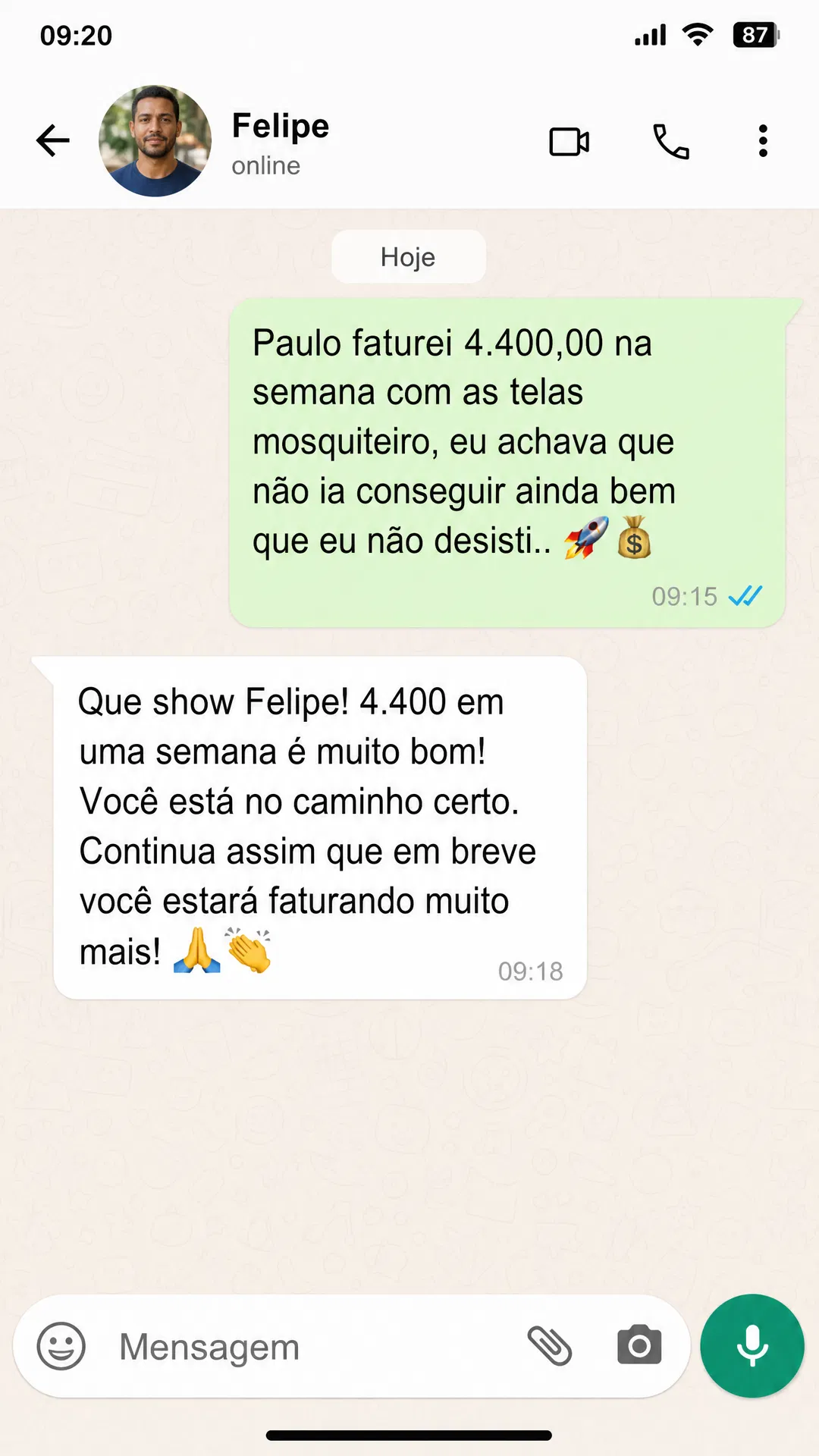 Felipe - Faturamento semanal - R$ 4.400