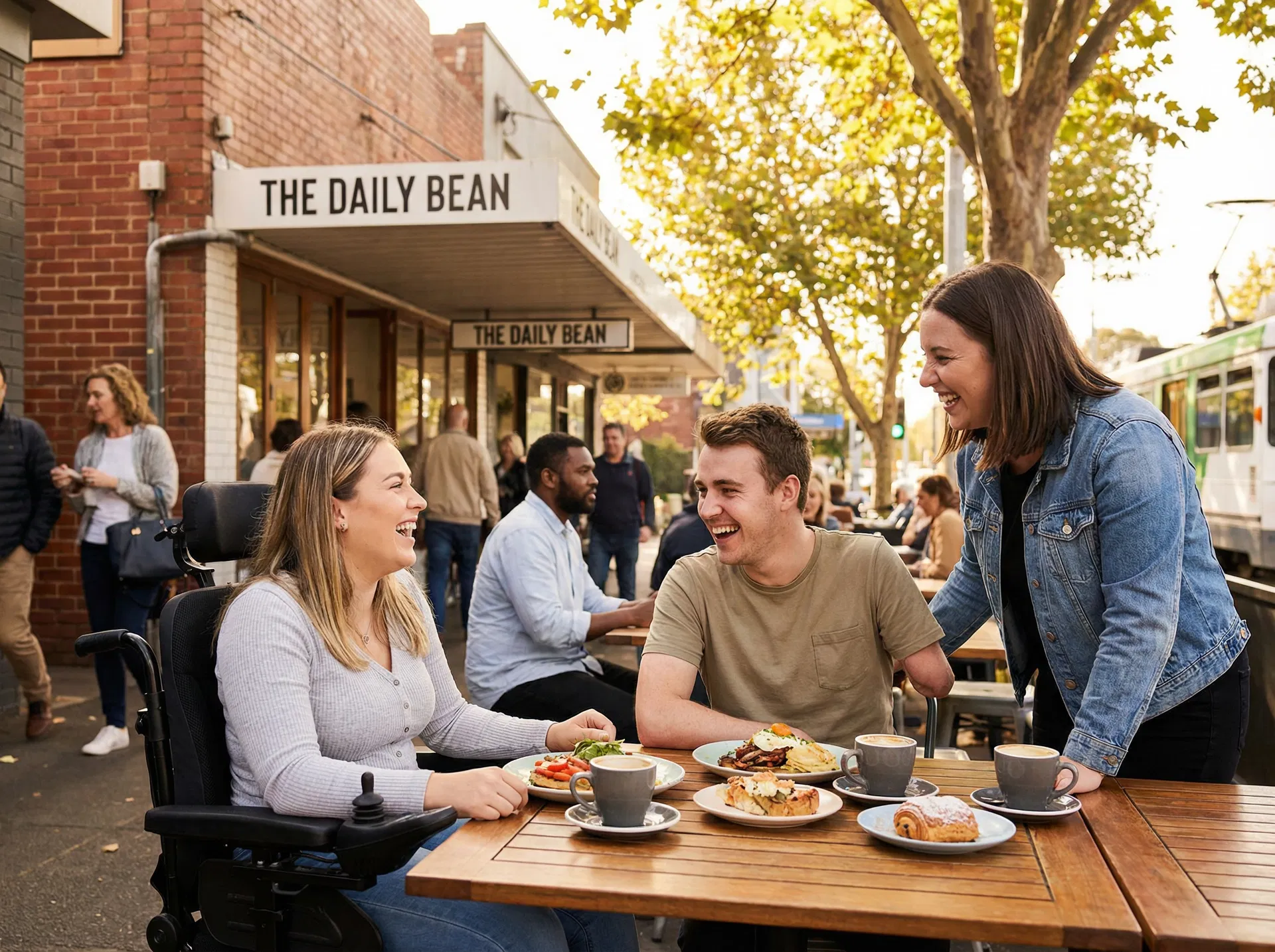 Participants enjoying a café outing