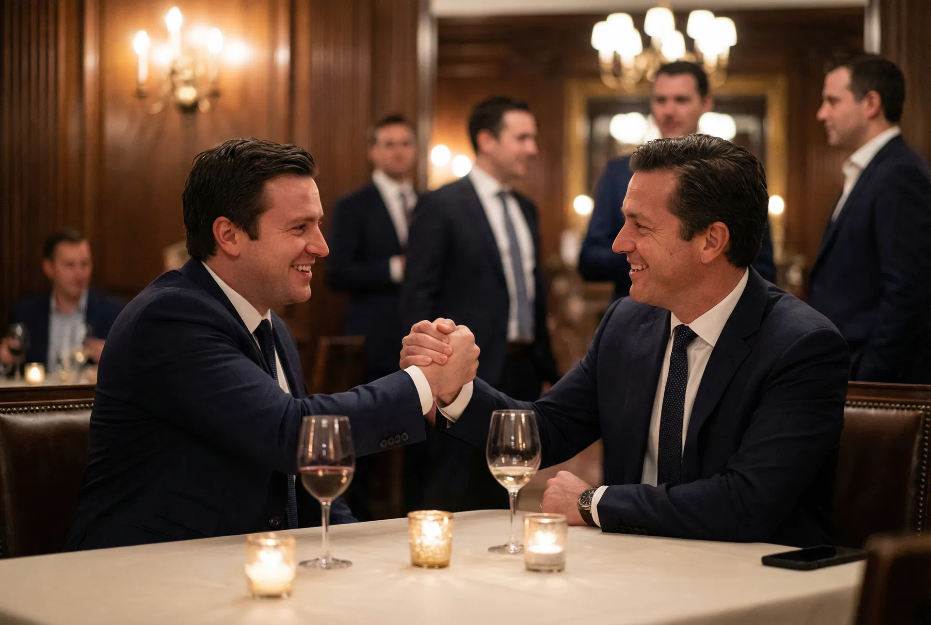 Executives building relationships at a Sales Dinner