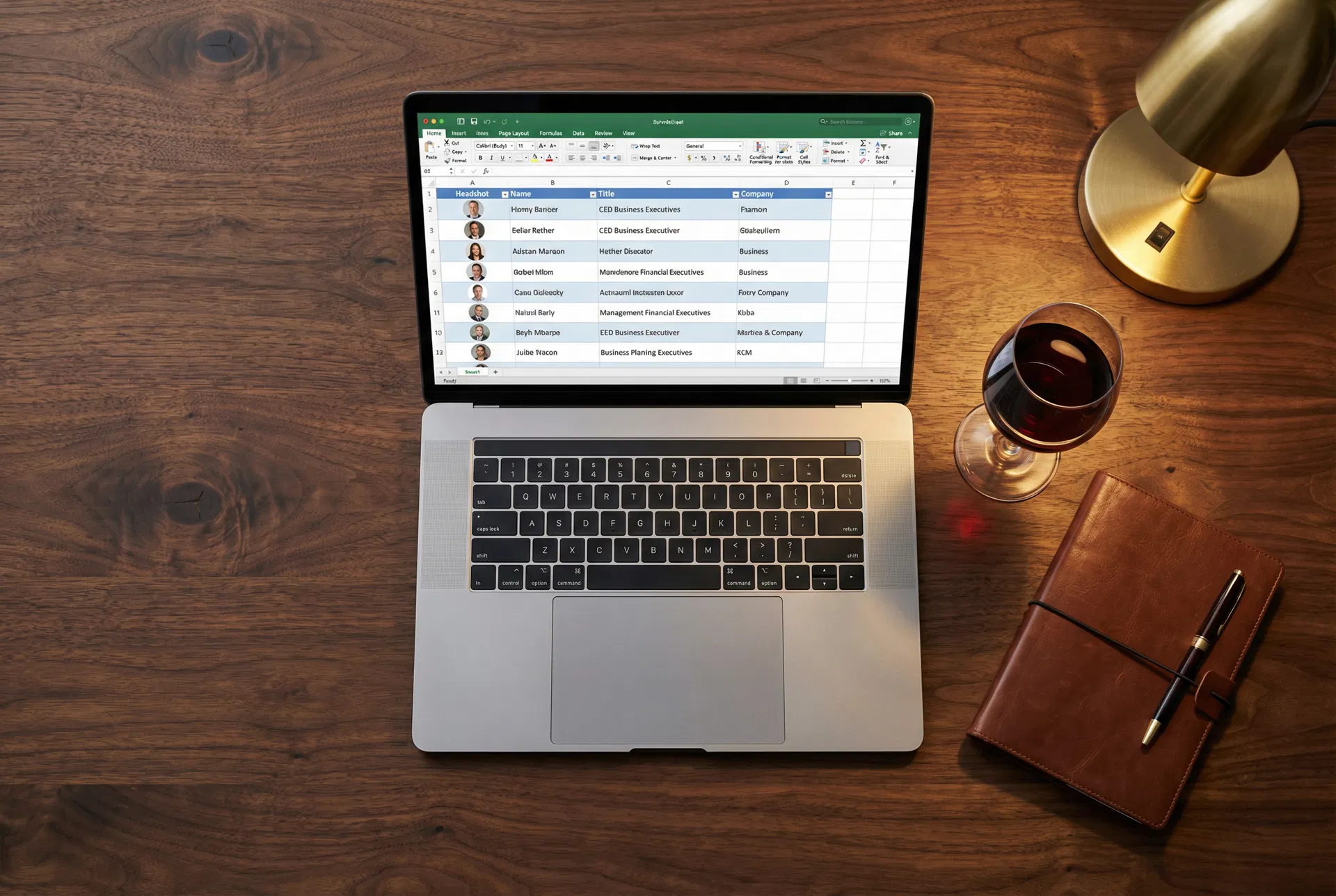 Curated lead list dossier on a laptop