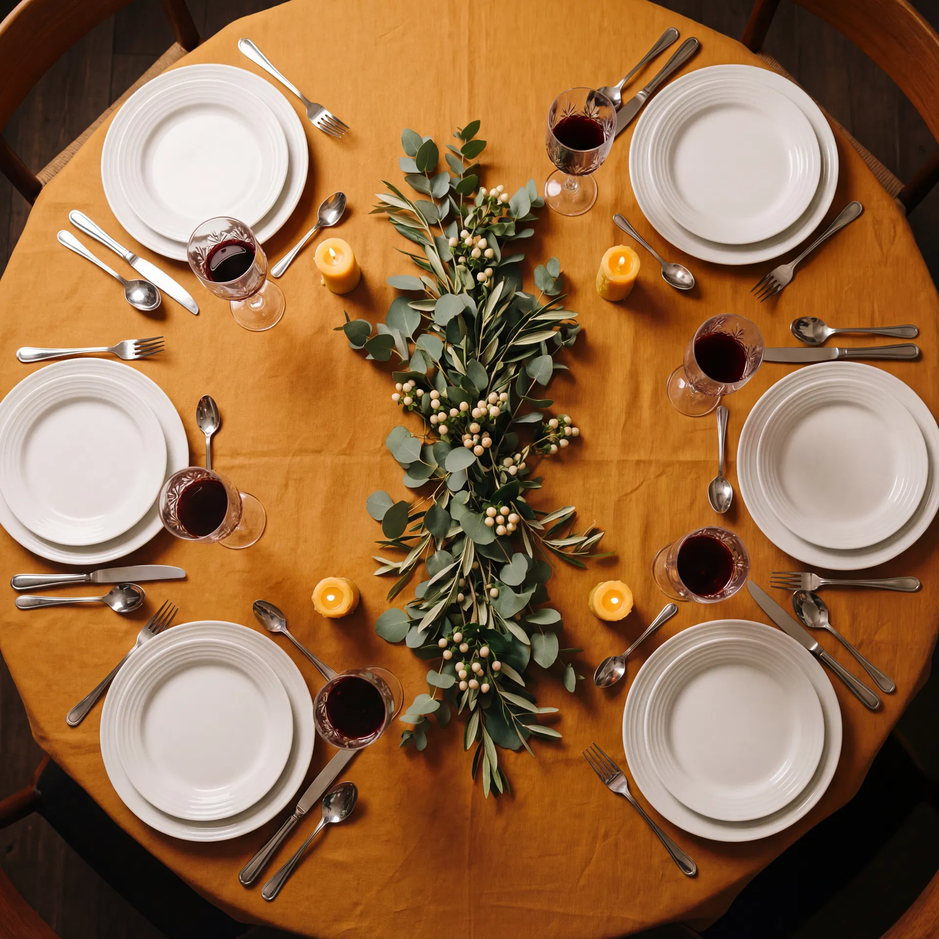 A beautifully set dinner table for six