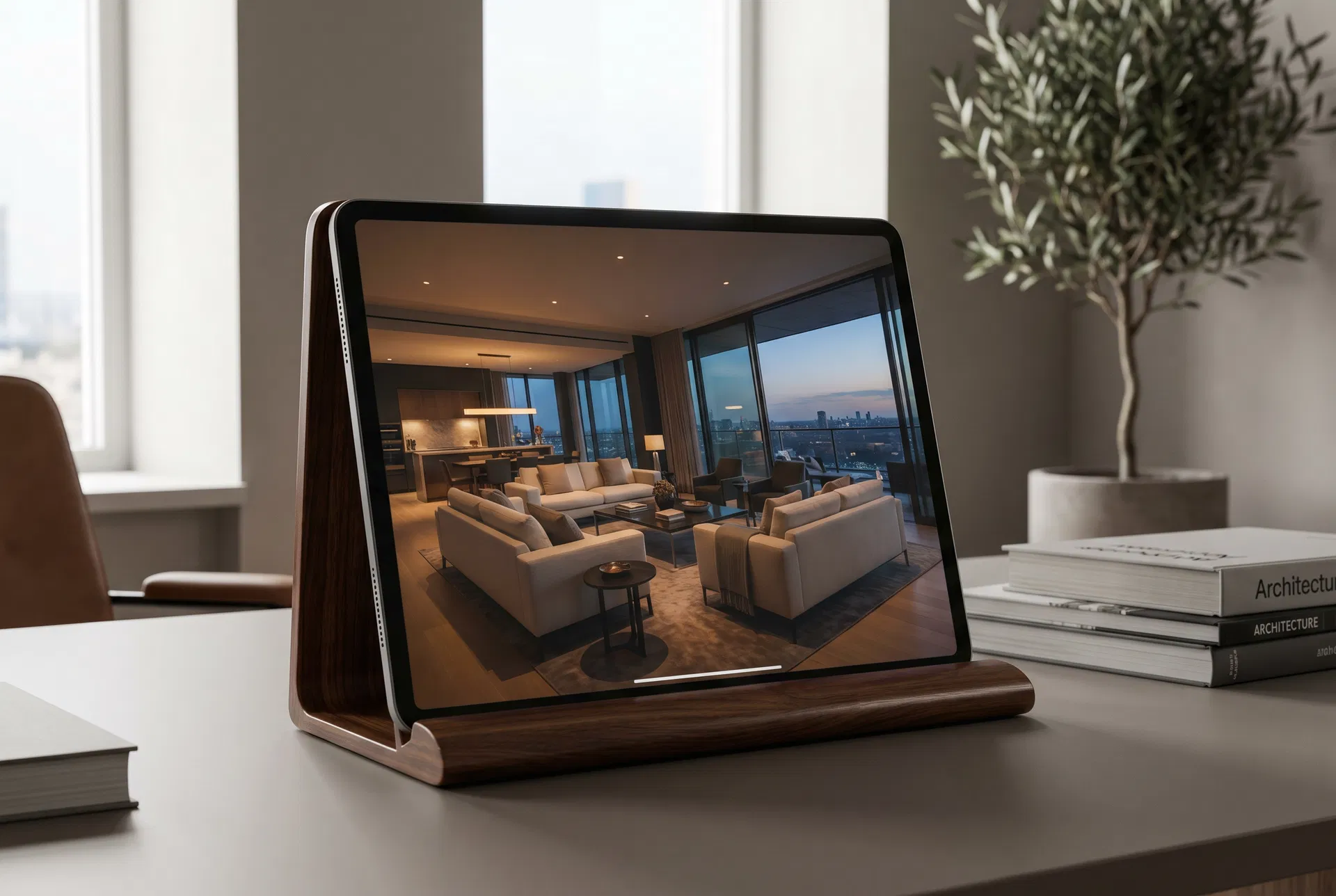 Luxury listing displayed on a tablet