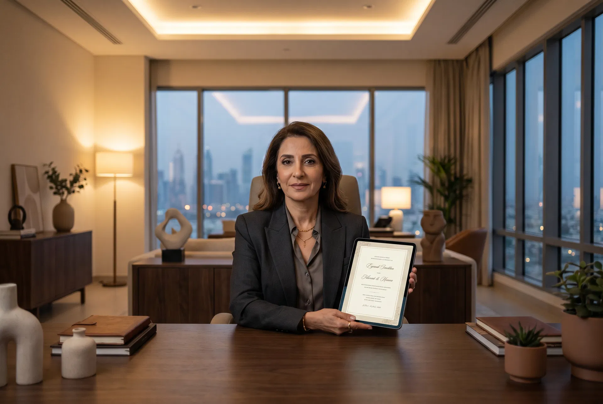 Ultra-high-net-worth client reviewing a dinner invitation